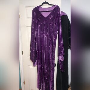 Spirit Purple Velvet Dress with Celestial Design